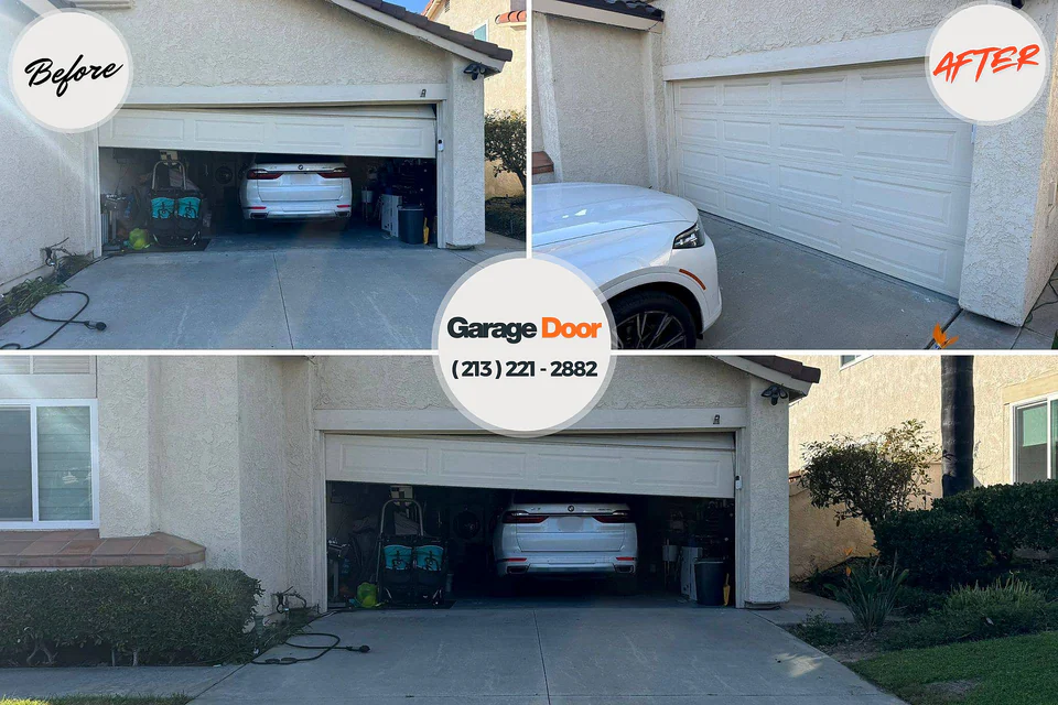 Before and after: garage door repair Albany, OR